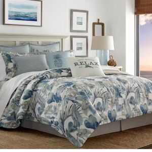 Tommy Bahama Raw Coast Blue Cotton Reversible Duvet Cover Set - King NWT